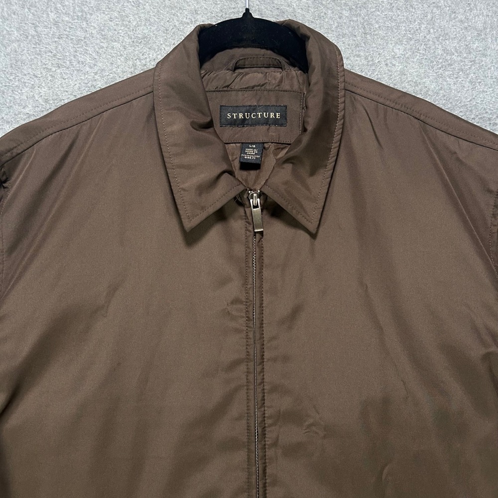Structure Jacket Harrington Mens L Brown Minimalist Workwear Vintage